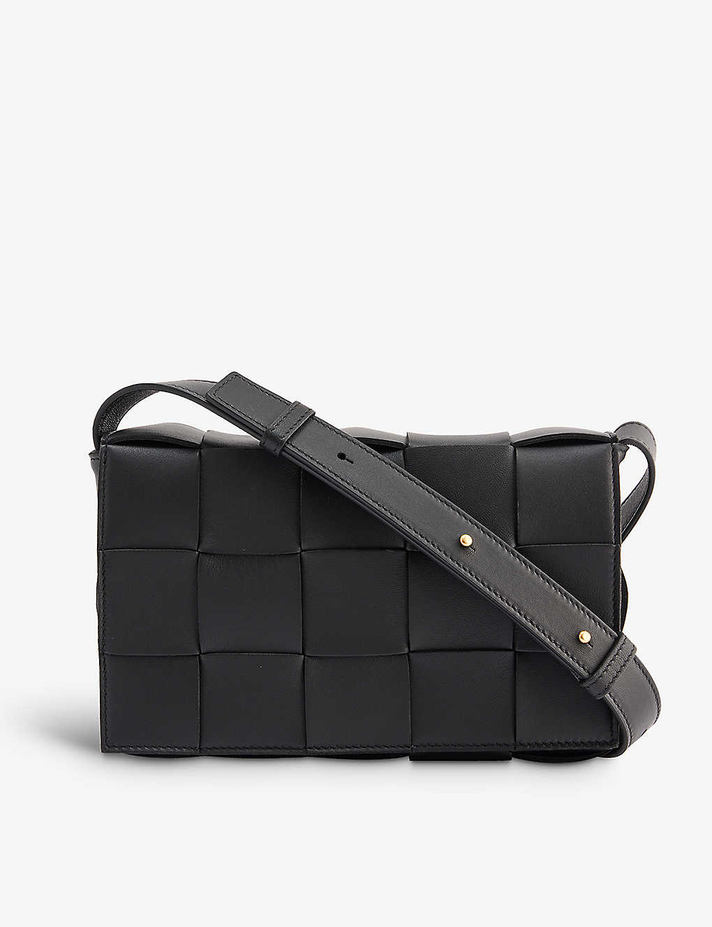 Bottega Veneta Padded Cassette Leather Cross-body Bag In Black Gold