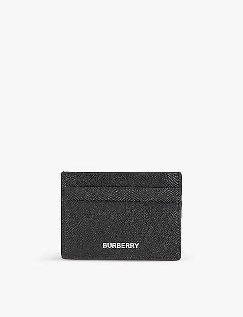 BURBERRY: Sandon brand-embossed grained-leather card holder