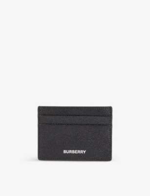 BURBERRY - Sandon brand-embossed grained-leather card holder |  