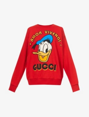 GUCCI - Disney x Gucci Donald Duck-print cotton-jersey sweatshirt |  