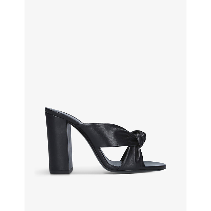 Saint Laurent Loulou Knot-embellished Leather Heeled Mules In Black