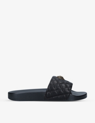 Shop Kurt Geiger London Womens Black Meena Eagle Rubber Sliders