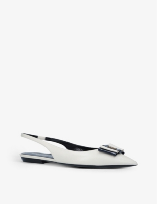 SAINT LAURENT Anais bow-embellished leather flats