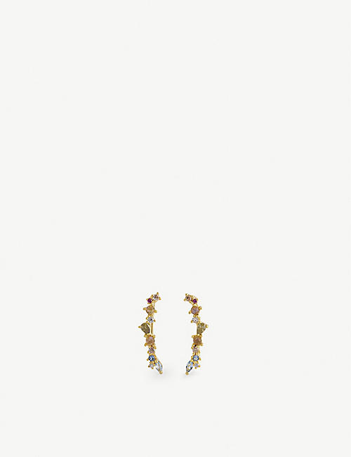 PD PAOLA: Atelier Eurphoria 18ct gold-plated gemstone earrings