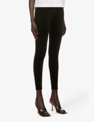 Commando High-rise Elasticated-waistband Velvet Leggings In Black