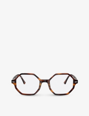 Ray Ban Rx5472 Britt Irregular-frame Acetate Optical Glasses In Brown