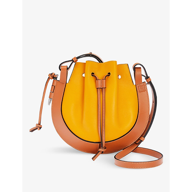 Loewe Horseshoe Small Leather Cross-body Bag In Narcisus Yellow/tan