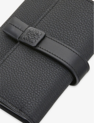 Shop Loewe Women's Black Anagram-embossed Vertical Leather Wallet