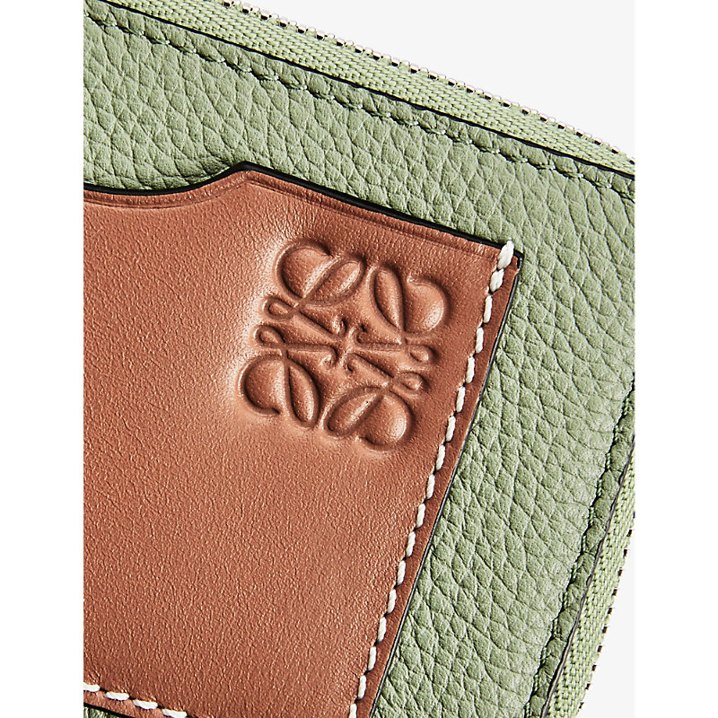 Shop Loewe Women's Rosemary/tan Anagrammed Leather Coin And Card Wallet