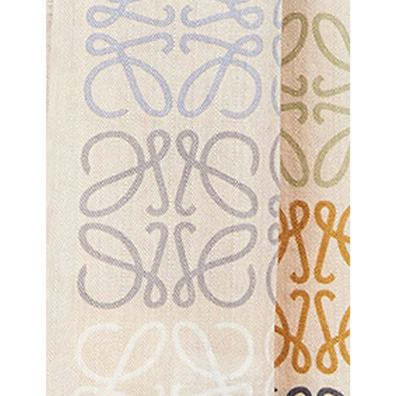 Shop Loewe Women's Multicolor/caramel Anagram-print Silk, Cashmere And Wool-blend Scarf