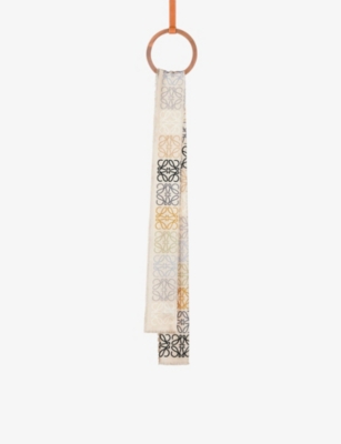 Shop Loewe Women's Multicolor/caramel Anagram-print Silk, Cashmere And Wool-blend Scarf