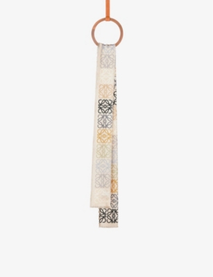 Loewe Wool-blend Anagram Lines Scarf In Multicolor/caramel