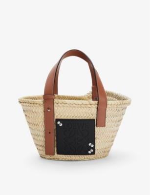 Loewe Totoro Dust Bunnies Small Palm Leaf And Leather Basket Bag In ...