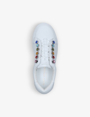 Shop Kurt Geiger London Womens White/comb Liviah Embellished Leather Trainers
