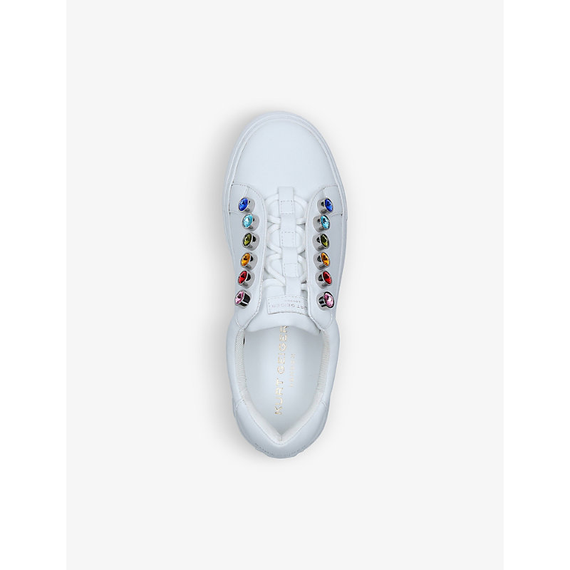 Shop Kurt Geiger London Women's White/comb Liviah Embellished Leather Trainers