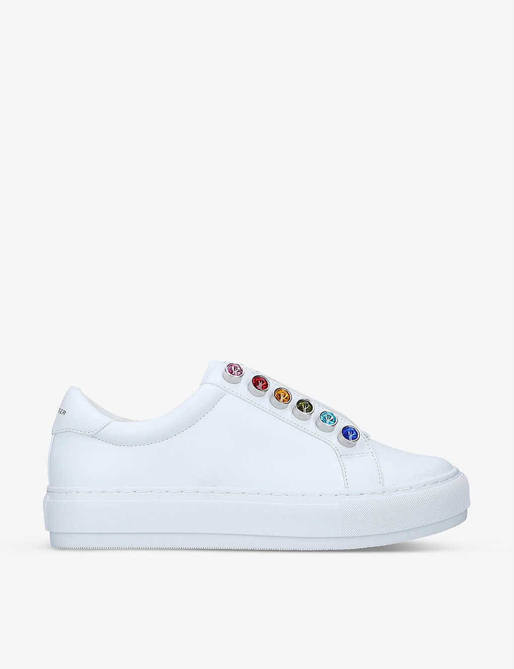 Shop Kurt Geiger London Women's White/comb Liviah Embellished Leather Trainers