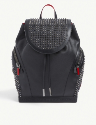 Shop Christian Louboutin Mens Black Explorafunk Leather Backpack