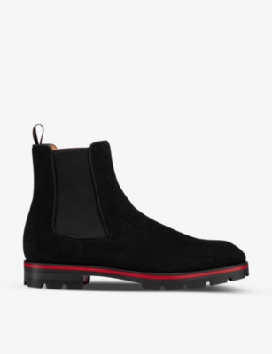 Christian Louboutin Alpino Waxed-suede Chelsea Boots In Black