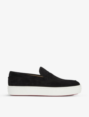 Shop Christian Louboutin Black Paqueboat Leather Trainers