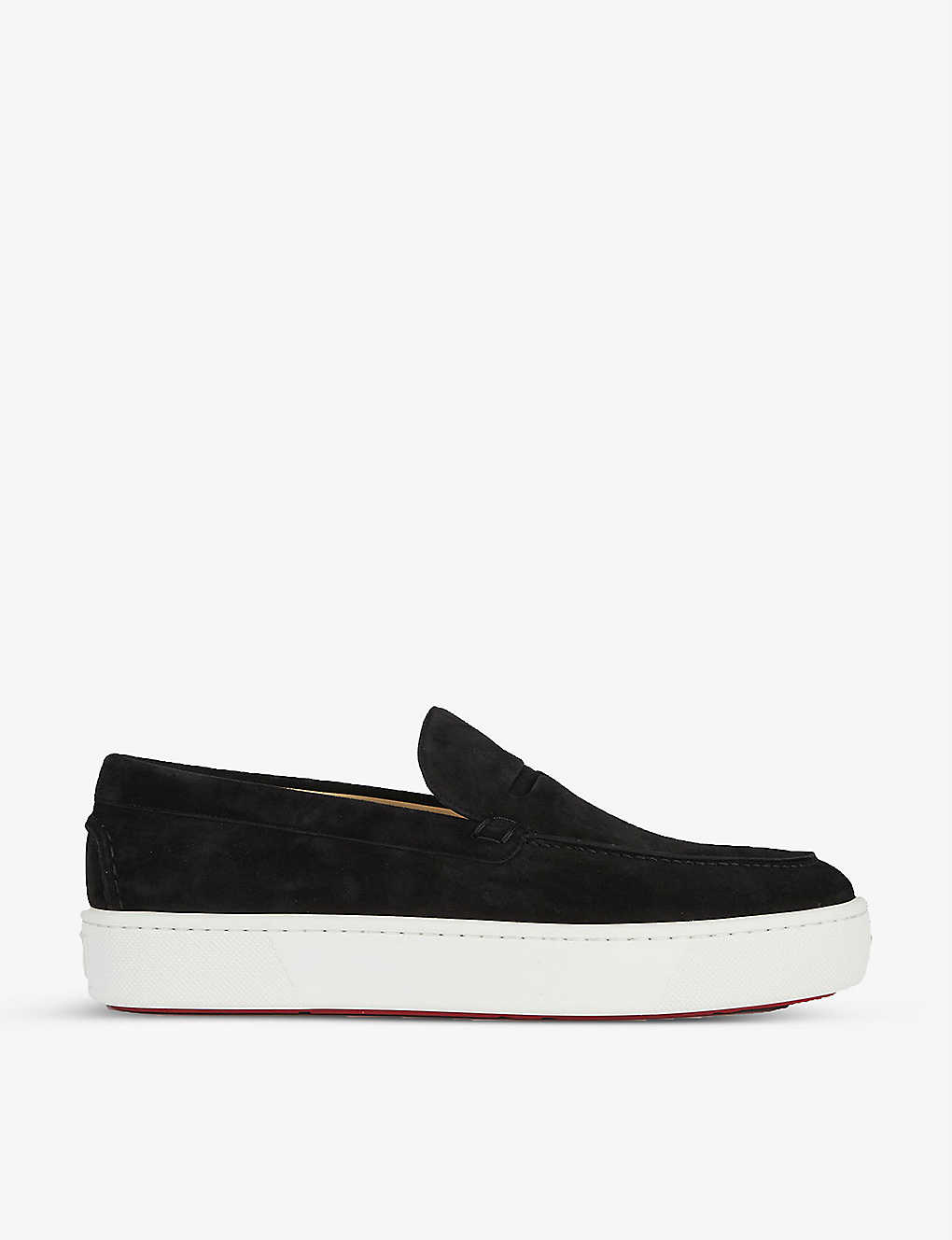 Shop Christian Louboutin Paqueboat Leather Trainers In Black