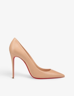 Shop Christian Louboutin Women's Nude 1/lin Nude 1 Kate 100 Patent-leather Courts