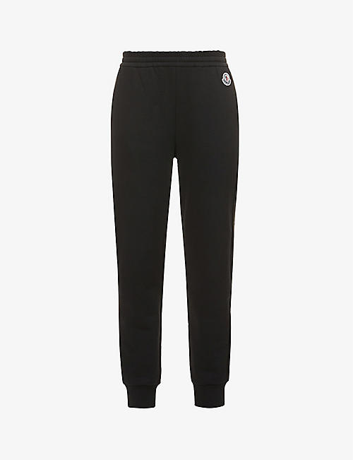 MONCLER: Pantalone logo-embellished mid-rise stretch-cotton jogging bottoms