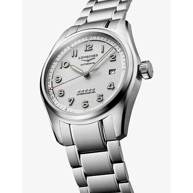 Shop Longines Womens Silver L3.810.4.73.6 Spirit Stainless Steel Watch