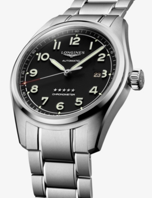 Shop Longines Womens Silver L3.811.4.53.6 Spirit Stainless Steel Watch