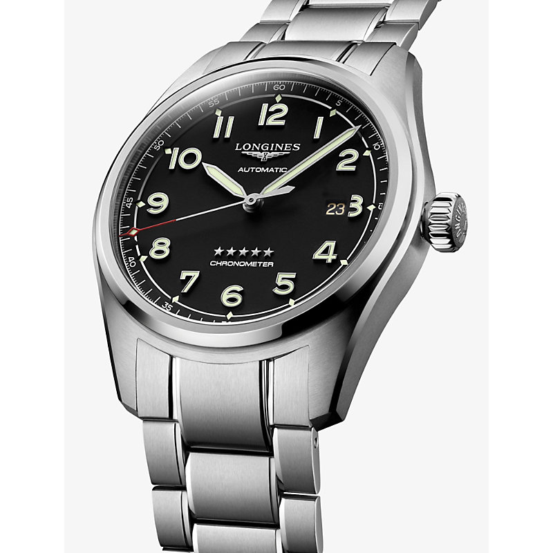 Shop Longines Womens Silver L3.811.4.53.6 Spirit Stainless Steel Watch