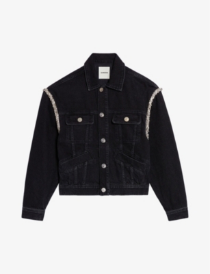 Sandro Mar Embellished Flannel Jacket