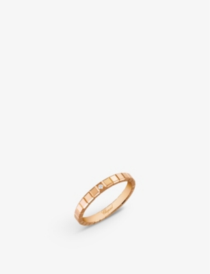 Chopard Ice Cube 18ct Rose-gold And 0.01ct Round-cut Diamond Ring In Fairmined Rose Gold