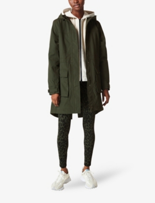 SWEATY BETTY WOMENS DARK FOREST GREEN STRIDE WATERPROOF WOVEN COAT 