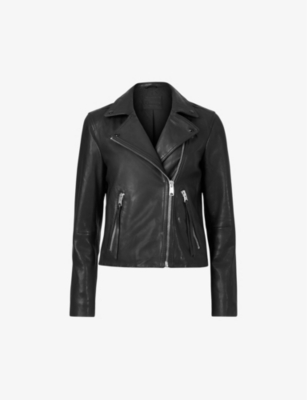 All saints leather on sale jacket with hood