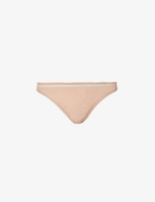 Calvin Klein Women's Thong with Stretch, Honey Almond 