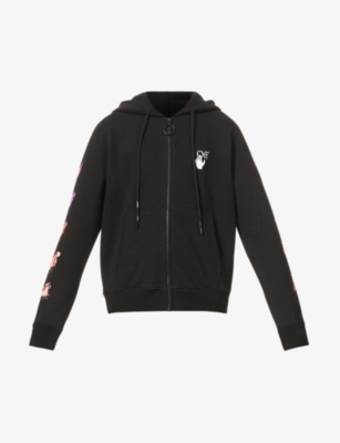 off white basic style stripe pullover hoodie black