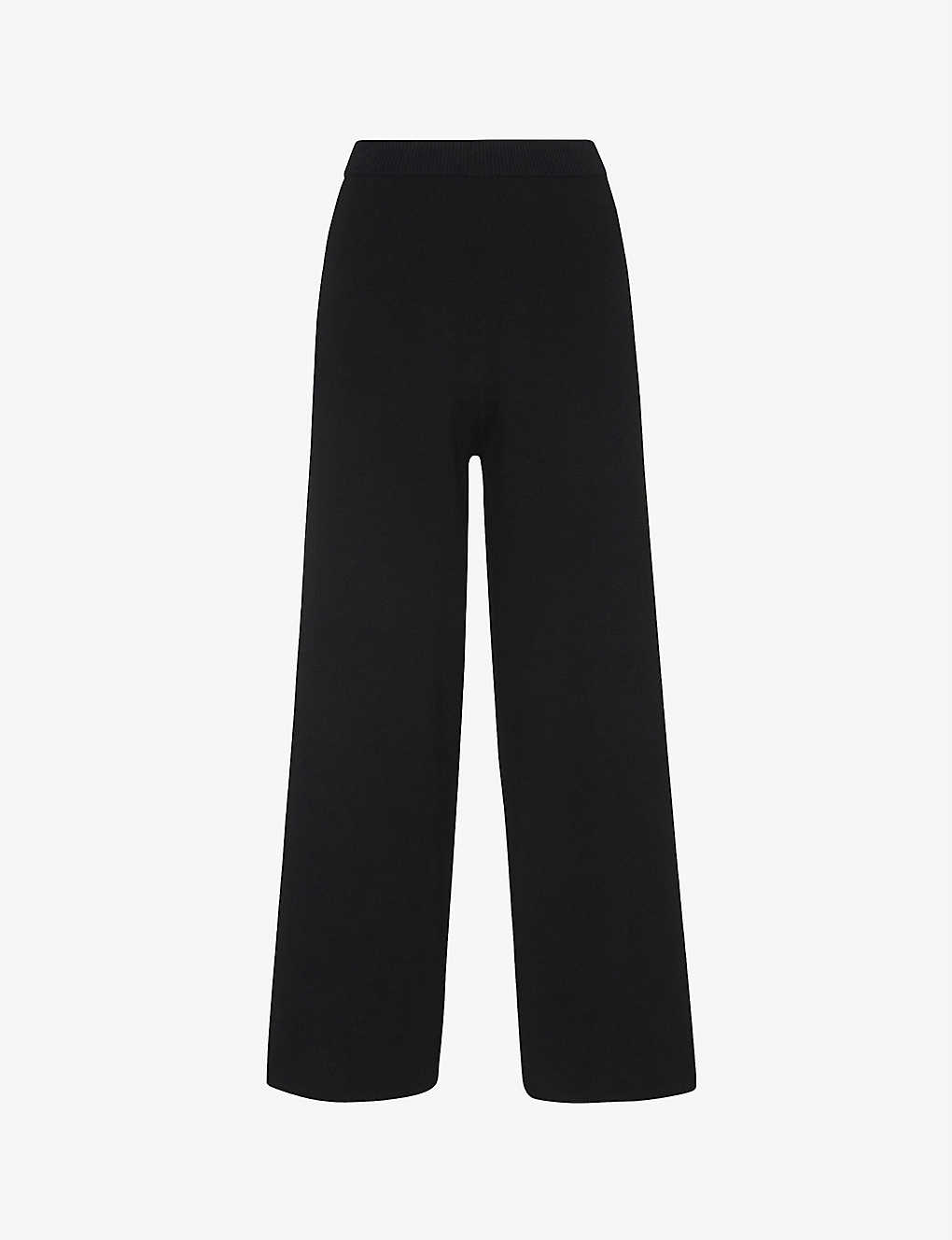 WHISTLES WHISTLES WOMEN'S BLACK KNITTED WIDE-LEG TROUSERS,42977565