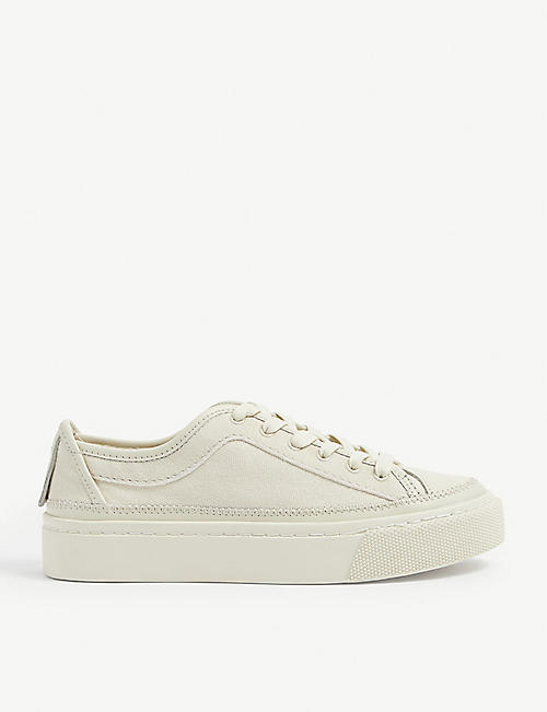 ALLSAINTS: Milla canvas and leather low-top trainers