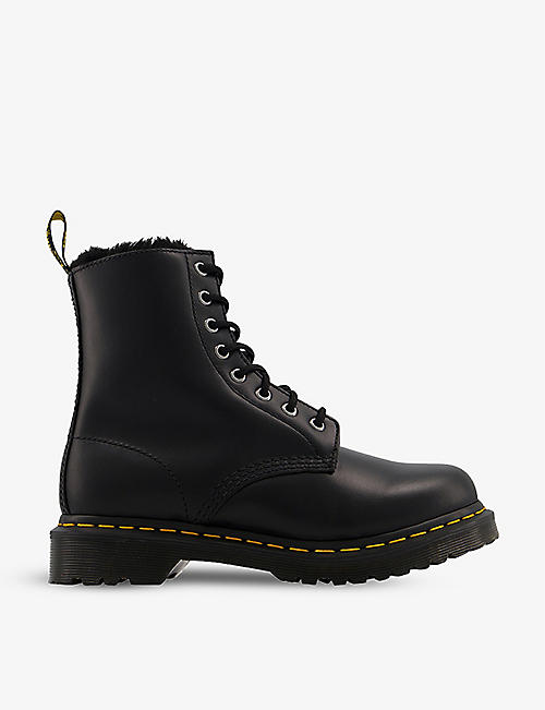DR. MARTENS: 1460 Serena 8-eye leather and faux-shearling boots