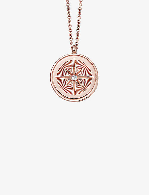 ASTLEY CLARKE: Celestial Compass 18ct rose-gold vermeil and sapphire necklace