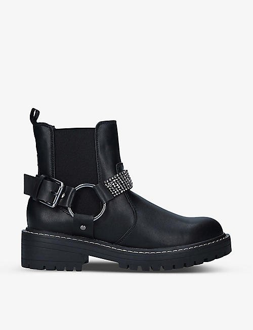 KG KURT GEIGER: Taylor gem-embellished faux-leather boots