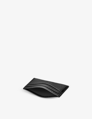 Shop Aspinal Of London Women's Black Logo-embellished Leather Card Holder
