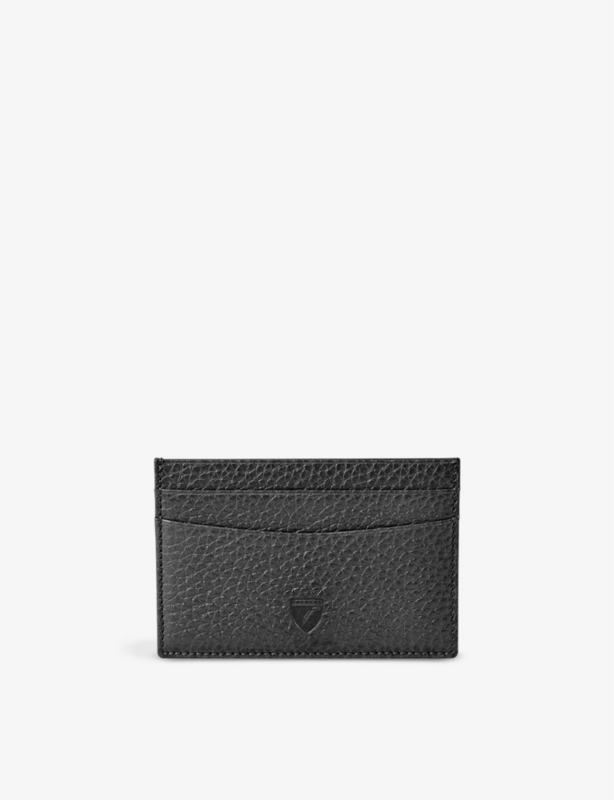 Logo-embellished leather card holder
