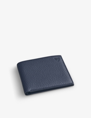 Shop Aspinal Of London Women's Navy Billfold Logo-embellished Leather Wallet