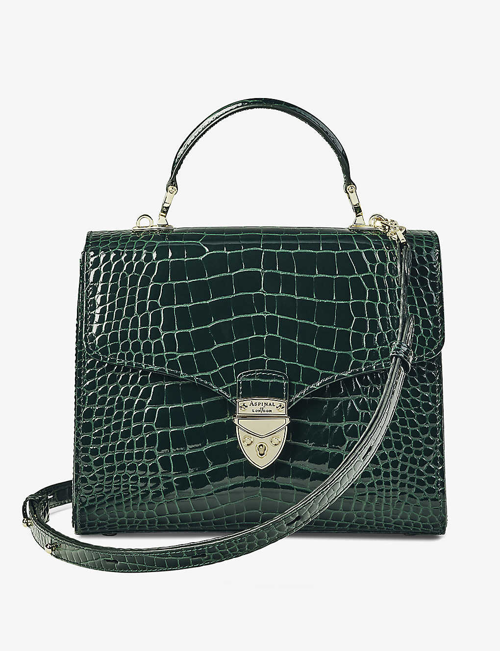 Shop Aspinal Of London Women's Evergreen Mayfair Large Croc-embossed Leather Top-handle Bag