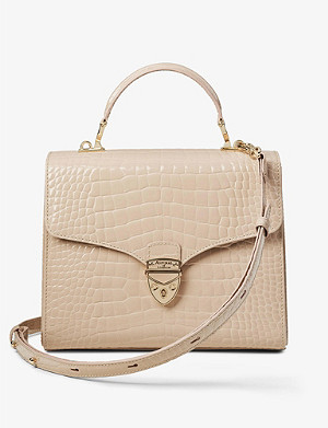 ASPINAL OF LONDON Mayfair large crocodile-embossed patent-leather top-handle bag