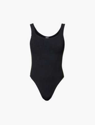 HUNZA G - Square-neck seersucker-weave swimsuit | Selfridges.com