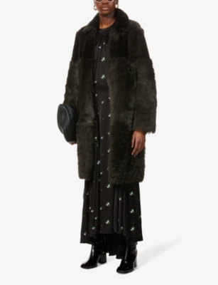 WHISTLES: Cosma reversible contrast-panel shearling coat
