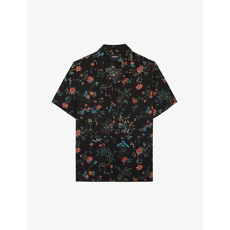 THE KOOPLES FLORAL-PRINT RELAXED-FIT CREPE SHIRT,R03707007