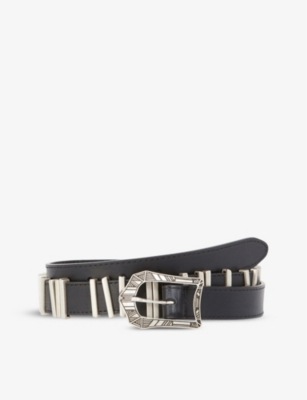 THE KOOPLES - Black leather belt with silver hardware  display picture 1