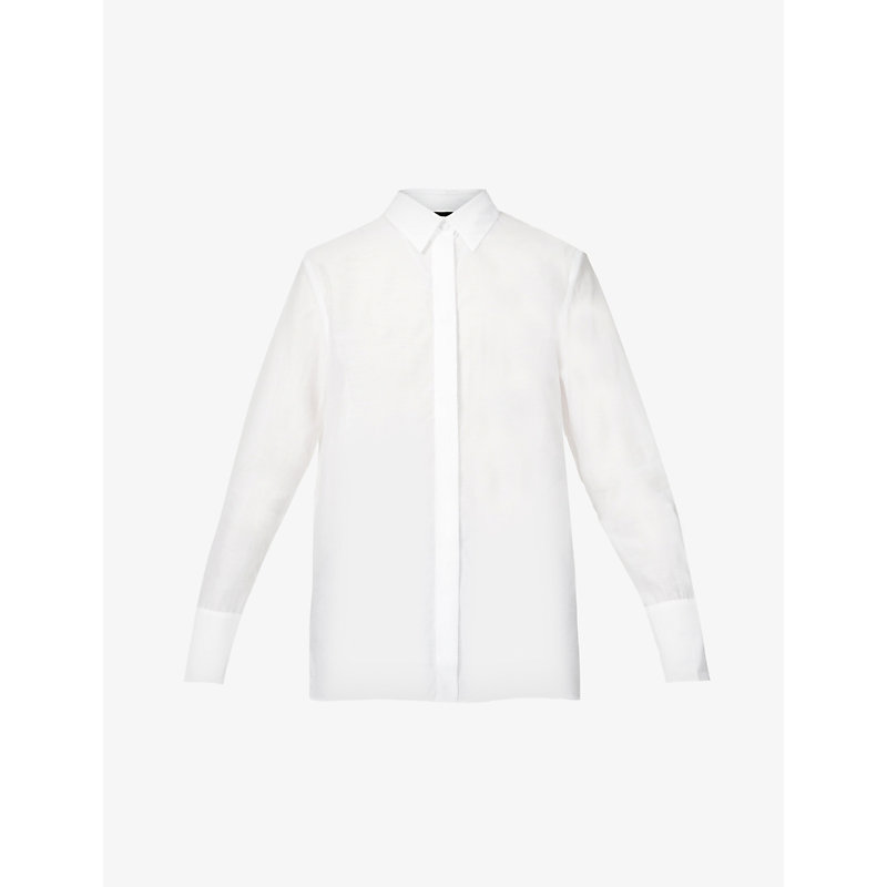 The Kooples Womens Whi01 Semi-sheer Cotton And Silk-blend Shirt M